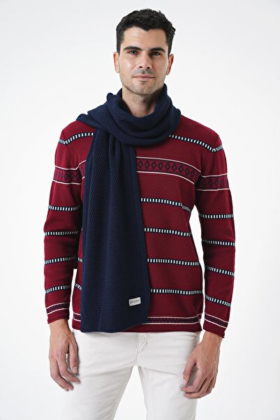 CHUBA Чорно-синій чоловічий трикотажний шарф - м'яка текстура та в'язані деталі 25W4001