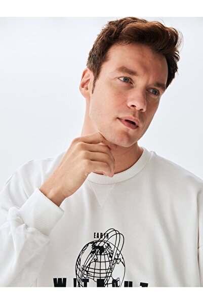 Ltb Graphic Printed White Sweatshirt