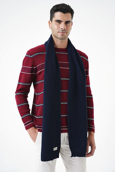 CHUBA Navy Blue Men's Knitwear Scarf - Soft Textured and Knitted Detail 25W4001