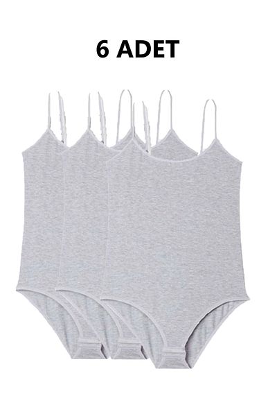 SİERNA 6 Pieces Rope Strap Women's Snapback Bodysuit White Gray Srn-000782