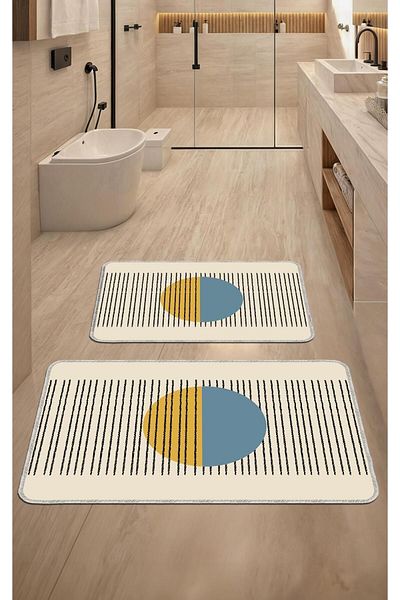 Artızon Colorful Modern Design Non-Slip Base Washable Bathroom Set Set 50X60-60X90 cm