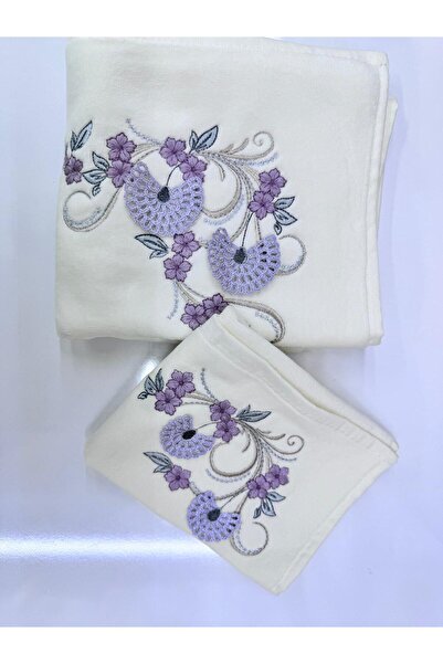 Dantelux Кадифе Крем Крапля Модель - Набір рушників для нареченої з мамою