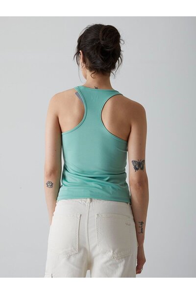 Ltb Green Tank Top with Back Detail