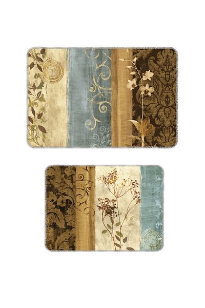 BigArts Home Modern Decorative Non-Slip Based Washable Bath Mat - Brown, 50X60-60X90 cm