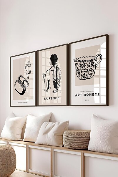 Postifull Set de pictură cu cadru, 3 bucăți cadru negru și set de postere cu ...