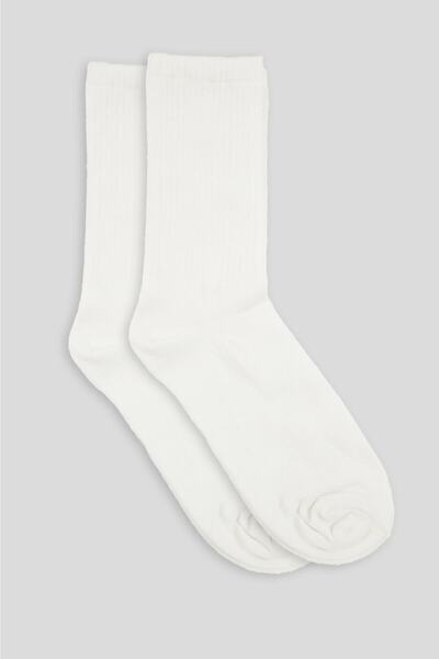 PİERLES Unisex Κάλτσες Τένις Λευκές Μακριές Κάλτσες κάτω από το Γόνατο -p01