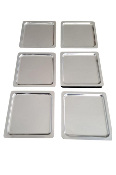 Yaren Style 6-Piece Luxury Stainless Steel Square Tea, Coffee, Cake Serving Decorative Presentation Tray