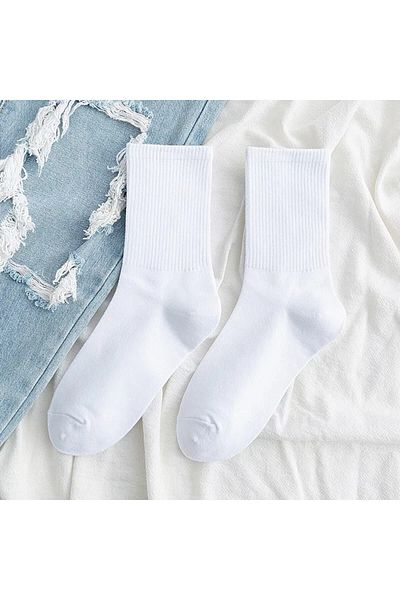 PİERLES 4 Συσκευασία Unisex Λευκές Αθλητικές Κάλτσες Τένις χωρίς επένδυση από βαμβάκι -p01