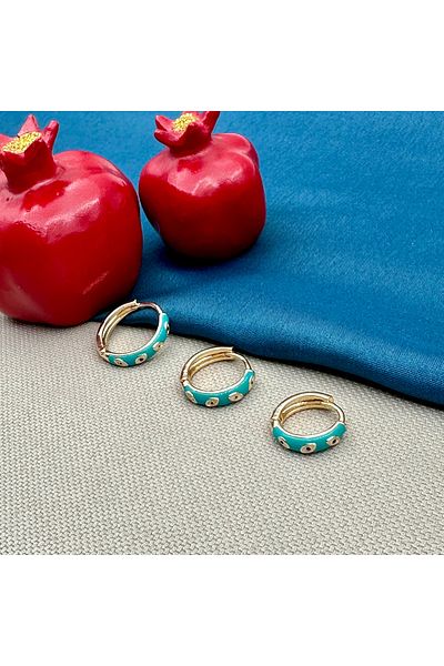 Opia Takı & Aksesuar Women's Evil Eye Enamel Triple Eye Earring Set