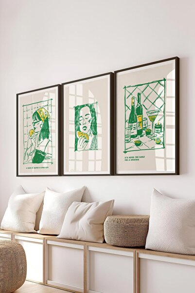 Postifull Set de picturi cu rame, 3 bucăți de rame negre și set de postere cu...