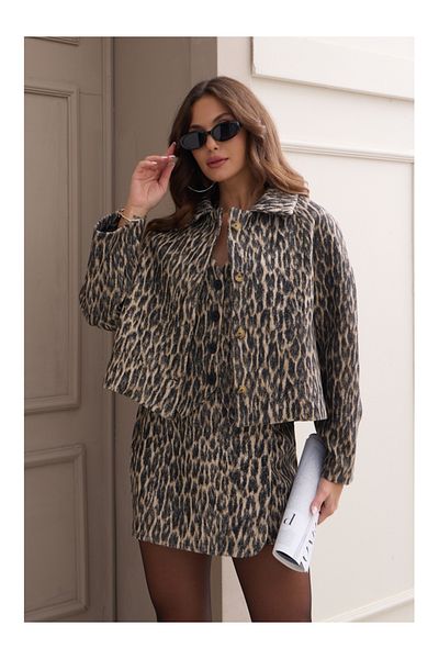 Elif Özbey Butik Леопардово яке Massi Model Oversize с кашмир