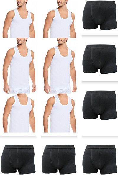 Modaley Giyim 12 Πακέτο - Σετ ανδρικών εσωρούχων 100% βαμβάκι, 6 εσώρουχα και 6 μπόξερ