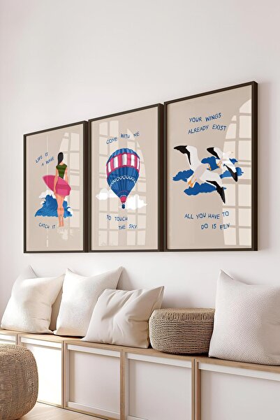 Postifull Set de picturi cu cadru, 3 bucăți cadru negru și set de postere cu ...