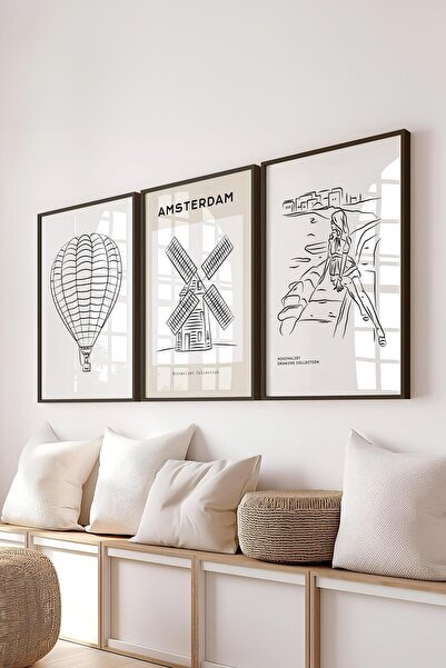 Postifull Set de pictură cu cadru, 3 bucăți cadru negru și set de postere cu ...