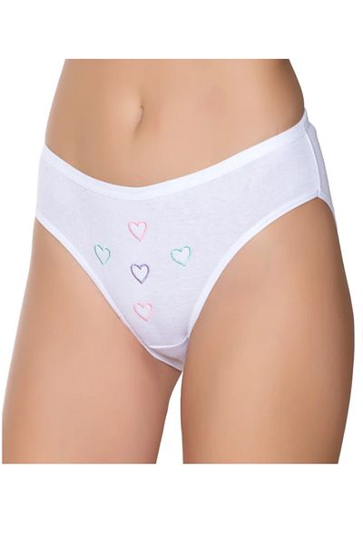 PİERLES Women's Ribbed Thin Waist Embroidered Bikini Panties Pack of 6