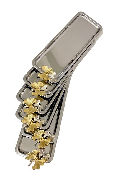 Yaren Style 6-Piece Luxury Stainless Steel Butterfly Serving - Tea, Coffee, Catering and Presentation Tray