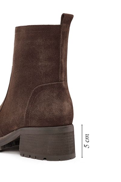 Derimod Women's Brown Zippered Suede Leather Boots 24Wfd 151910