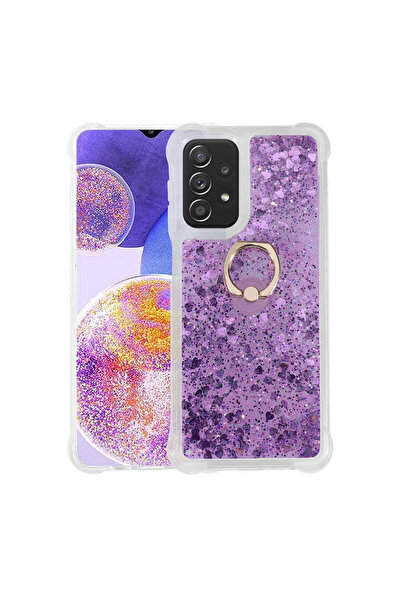 Hatreds Samsung Galaxy A23 Uyumlu Akışkan Simli Sıvılı Yüzüklü Parlayan Tasar...