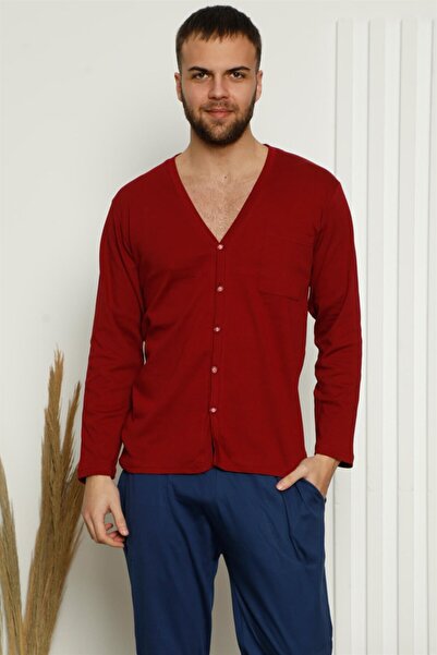 Mestore Fashion Stripe Men's 100% Cotton Front Buttoned Pockets Long Sleeve P...