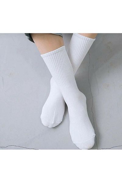 PİERLES Чифт от 4 памучни унисекс бели спортни чорапи за тенис