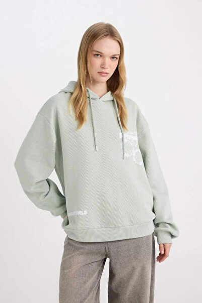 DeFacto Coool Smileyworld Oversize Geniş Kalıp Kapüşonlu Sırt Baskılı Kalın Sweatshirt D4815ax24wn
