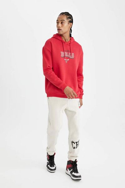 DeFacto Červená oversize mikina s kapucí na zádech NBA Chicago Bulls