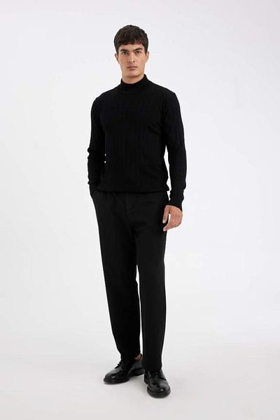 DeFacto Standard Fit Normal Cut Half Turtleneck Jacquard Knitwear Sweater D2943Ax24Au