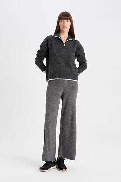 DeFacto Strickhose Flare Fit Weites Bein Basic Gerade Taille Elastisch T8004az24wn