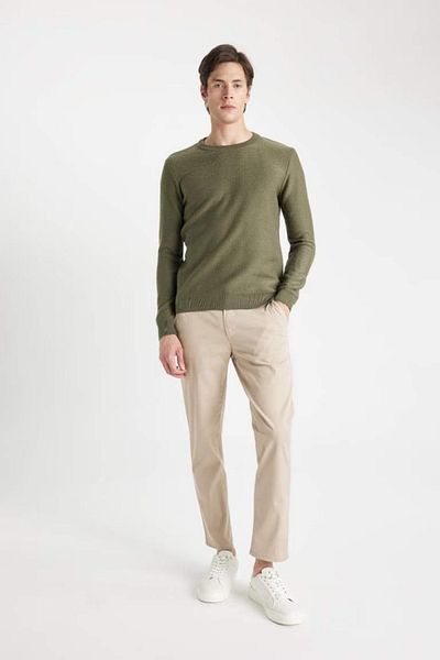 DeFacto Standard Fit Regular Cut Crew Neck Textured Knitwear Sweater C9618Ax24Au