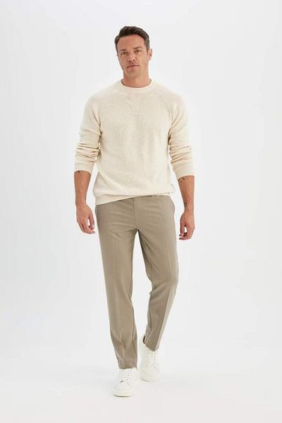DeFacto Standard Fit Regular Cut Crew Neck Basic Plain Knitwear Sweater A8458Ax24Wn