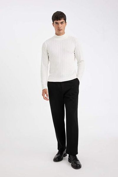 DeFacto Standard Fit Normal Cut Half Turtleneck Jacquard Knitwear Sweater D2943Ax24Au