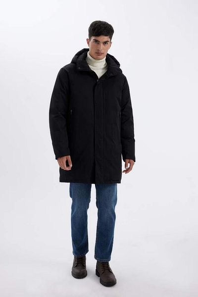 DeFacto Water Repellent Long down Coat - Hoodie and Pocket, Lined, Regular Fit D1231Ax24Wn