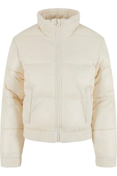 Urban Classics Recycelte, glänzende Damen-Puffer-Sherpa-Jacke