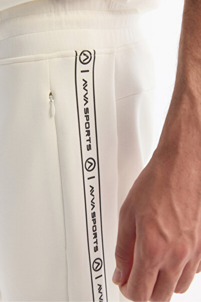 Avva Erkek Ekru Beli Lastikli Bağcıklı Elastan Regular Fit Eşofman Altı A42Y3418