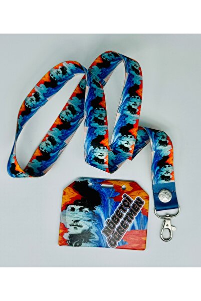 CİCCİBİCCİSHOP Atatürk Nöbetçi Öğretmen 25 Mm (GENİŞ)boyun Askı Ipi Ve Siliko...