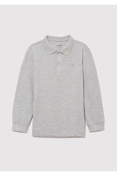 Mavi Šedé polo tričko s dlouhým rukávem Volný střih / Volný uvolněný střih 6610215 -88467