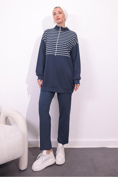 TRENDTESETTÜR Gray Fume Women's Set with Knitted Trousers - t 4154