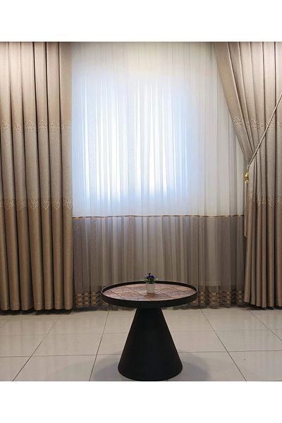 NİVEMESHOME Eftelya Cappicino 1/3 ستارة من التول ذات ثنيات ضيقة Apm