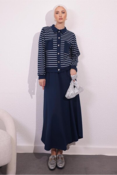 TRENDTESETTÜR Gray Fume Women's Set with Knitted Skirt - t 1154