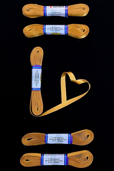 ZEYMERADE 10 Meters Gold Satin Ribbon - 1 cm Bundle Dowry, Special Day Gift Decoration Ribbon