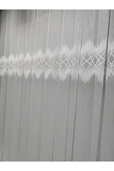 NİVEMESHOME Nivemeshome Titanum Embroidered Cream H5444 Tm 1/3 Tight Pleat Tulle Curtain Apm