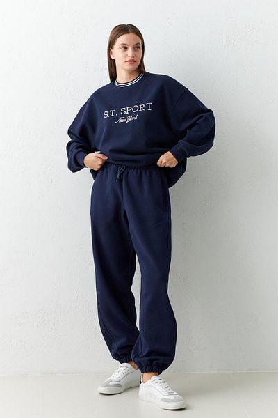 Setre Navy Blue Ankle Elastic Relaxed Cut Sweatpants