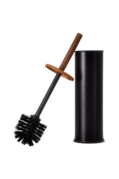 Mudo Home Black Toilet Brush - with Wooden Cover