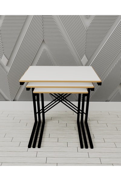 Güzelkan 3 lü Zigon Sehpa Metal Sehpa C sehpa Yan Sehpa