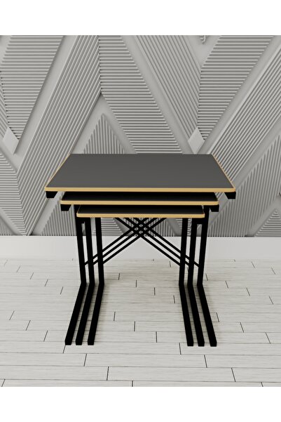 Güzelkan 3 lü Zigon Sehpa Metal Sehpa C sehpa Yan Sehpa