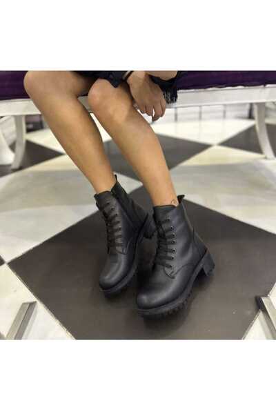 Kılıfoloji Kışlık Sağlam Kauçuk Kaymaz Taban Kadın Fermuarlı Siyah Bot Postal
