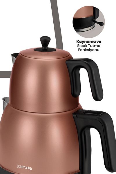 GOLDMASTER By-4304-g Nısa Steel Tea Machine Gold