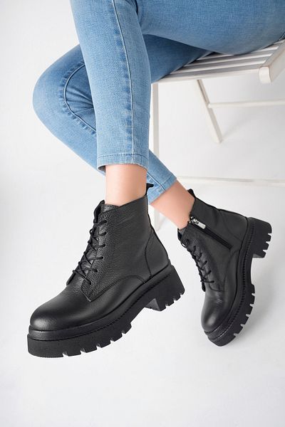 Deripabuc Genuine Leather Black Women's Leather Boots Trc-10933