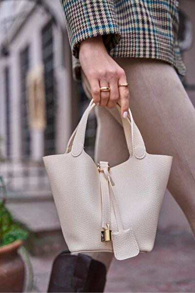 Madamra Krémová dámská taška do košíku s příslušenstvím se zámkem