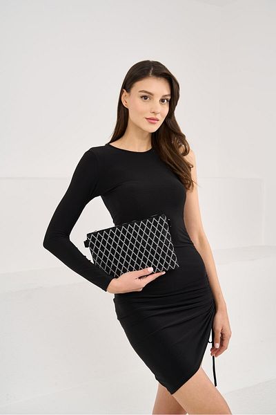 Madamra Stoned Silver Baklava Damen Stone Clutch Hand- und Umhängetasche